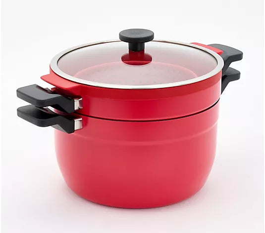 2-Pc Nesting Nonstick Cookware Set w/ Colander & Lid