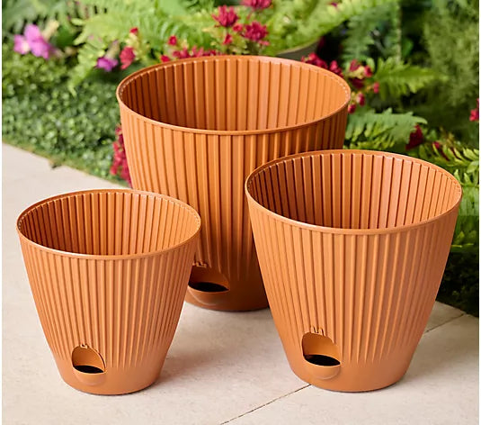 3-piece 10/12/14" Capillary Self-Watering Planters